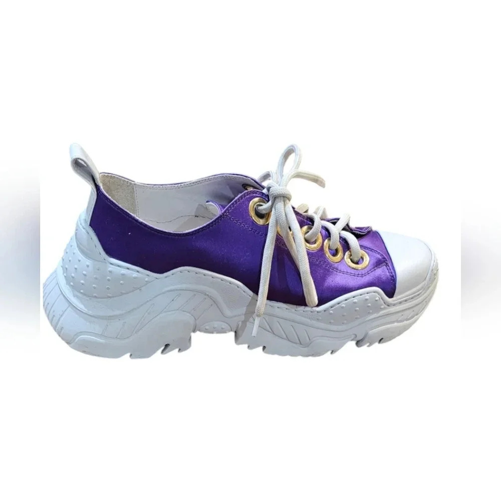 No. 21 - Billy Satin Purple Designer Luxury Chunky Sneaker​​ - Picture 5 of 10